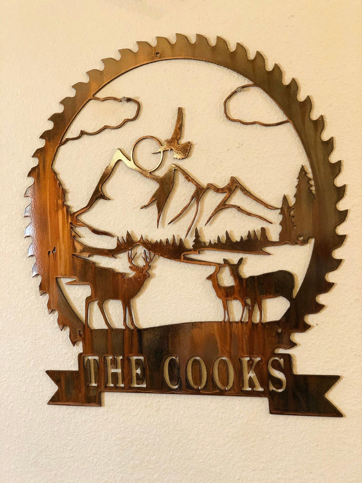 Customizable Deer Scene Metal Wall Art – Rustic Cabin & Lodge Decor - RMMDecor