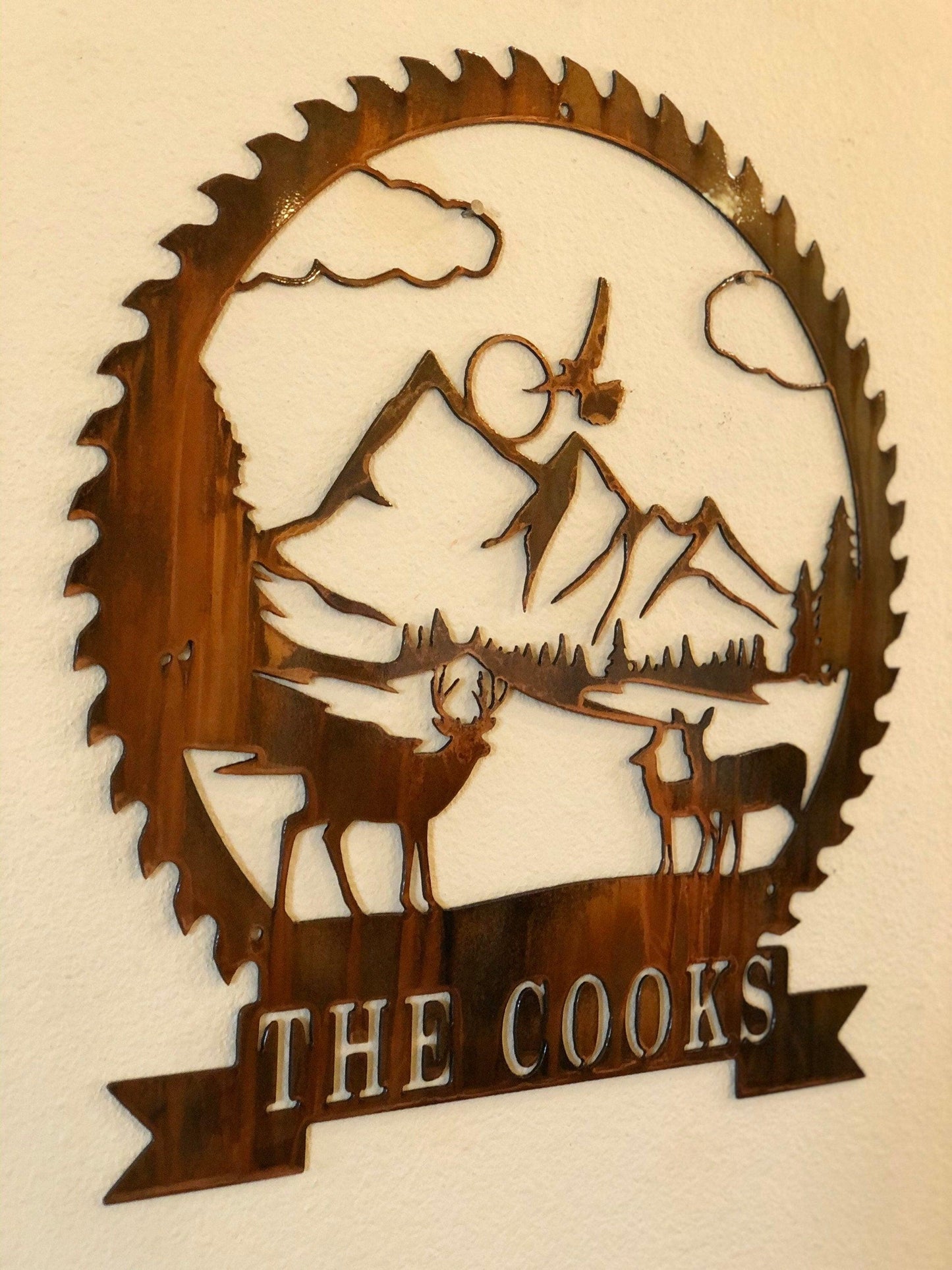 Customizable Deer Scene Metal Wall Art – Rustic Cabin & Lodge Decor - RMMDecor