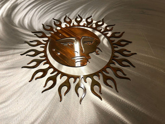 Sun & Moon Rustic Metal Wall Art – Celestial Indoor & Outdoor Decor - RMMDecor