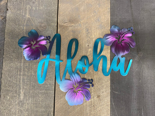 'Aloha' Hibiscus Metal Wall Art – Coastal & Beach-Themed Decor - RMMDecor