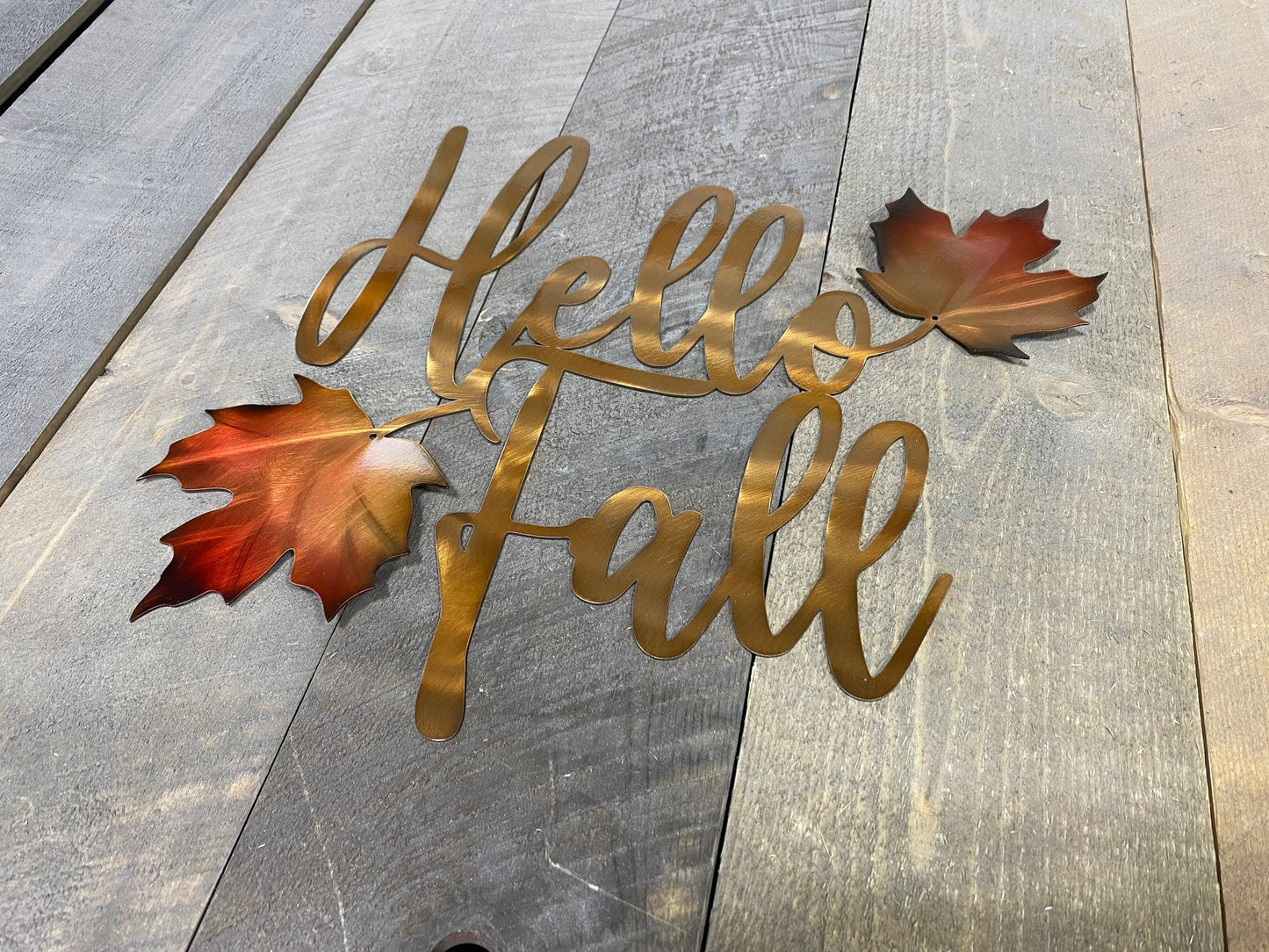 Hello Fall Metal Wall Art – Rustic Autumn Decor for Home & Porch - RMMDecor