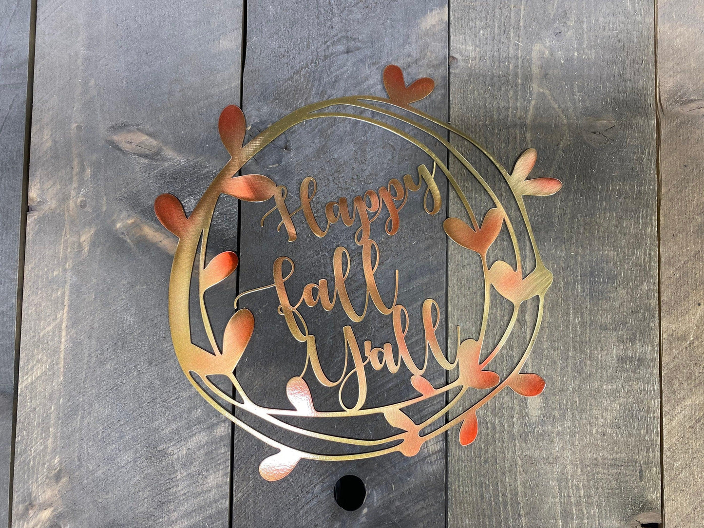 Happy Fall Y’all Metal Wall Art – Rustic Autumn Decor - RMMDecor