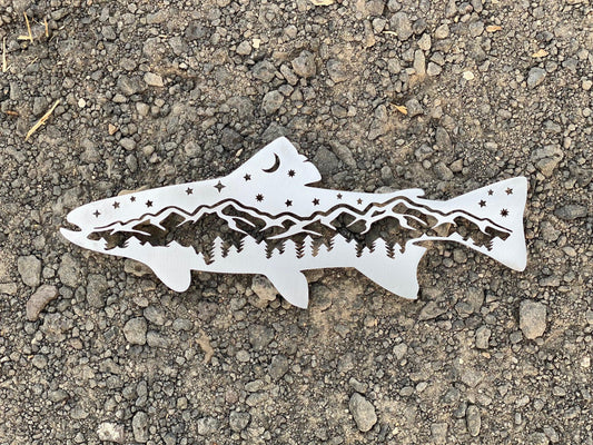 Rustic Metal Wall Art Bundle – Bear, Elk, Wolf & Trout Decor - RMMDecor