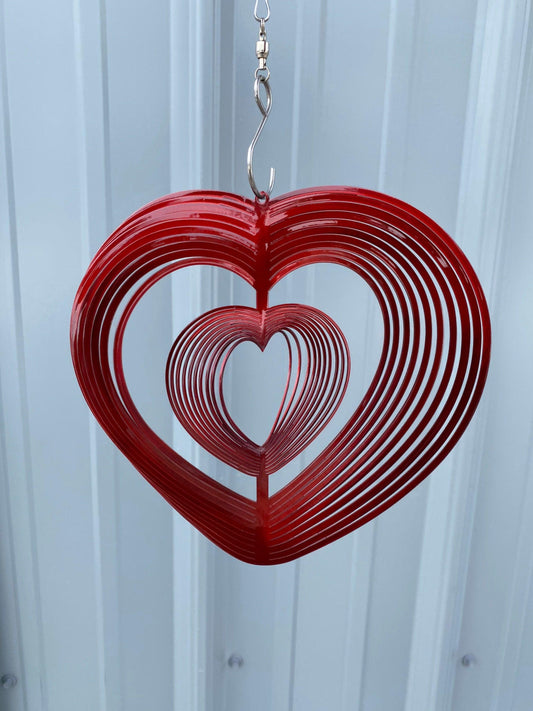 Double Heart Wind Spinner – Metal Garden Decor & Gift - RMMDecor