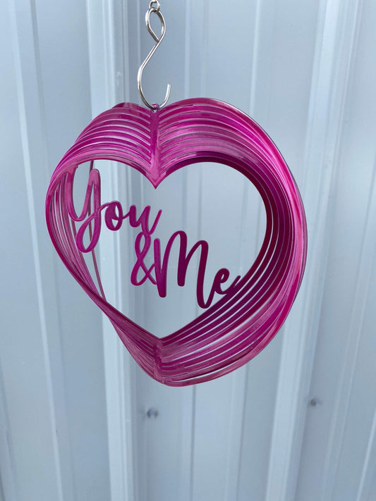 "You & Me" Heart Wind Spinner – Romantic Metal Garden Decor & Gift - RMMDecor