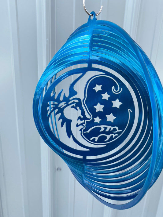 Moon & Stars Wind Spinner – Celestial Metal Garden Art - RMMDecor