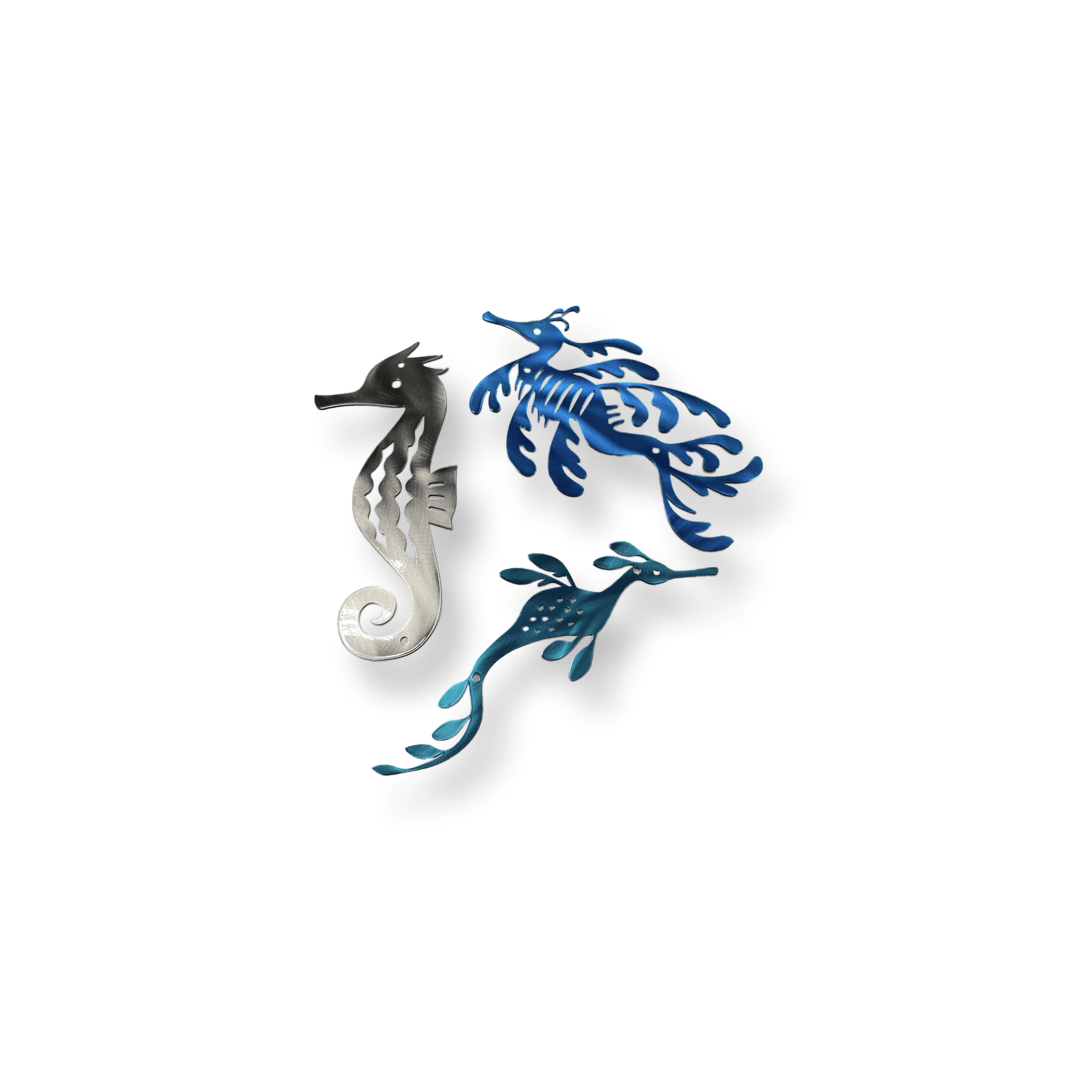 Seahorse Metal Wall Art Set – Coastal & Beach House Decor (Set of 3) - RMMDecor