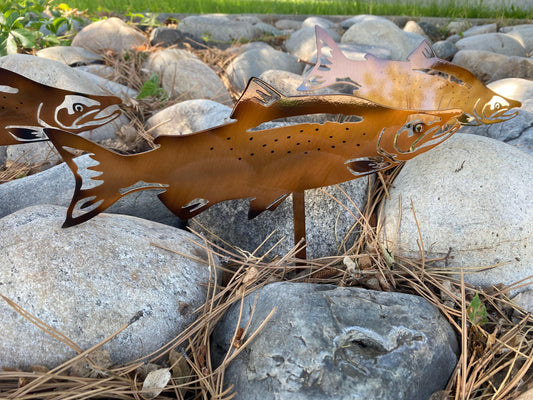 Set of 4 Salmon Yard Stakes - RMMDecor