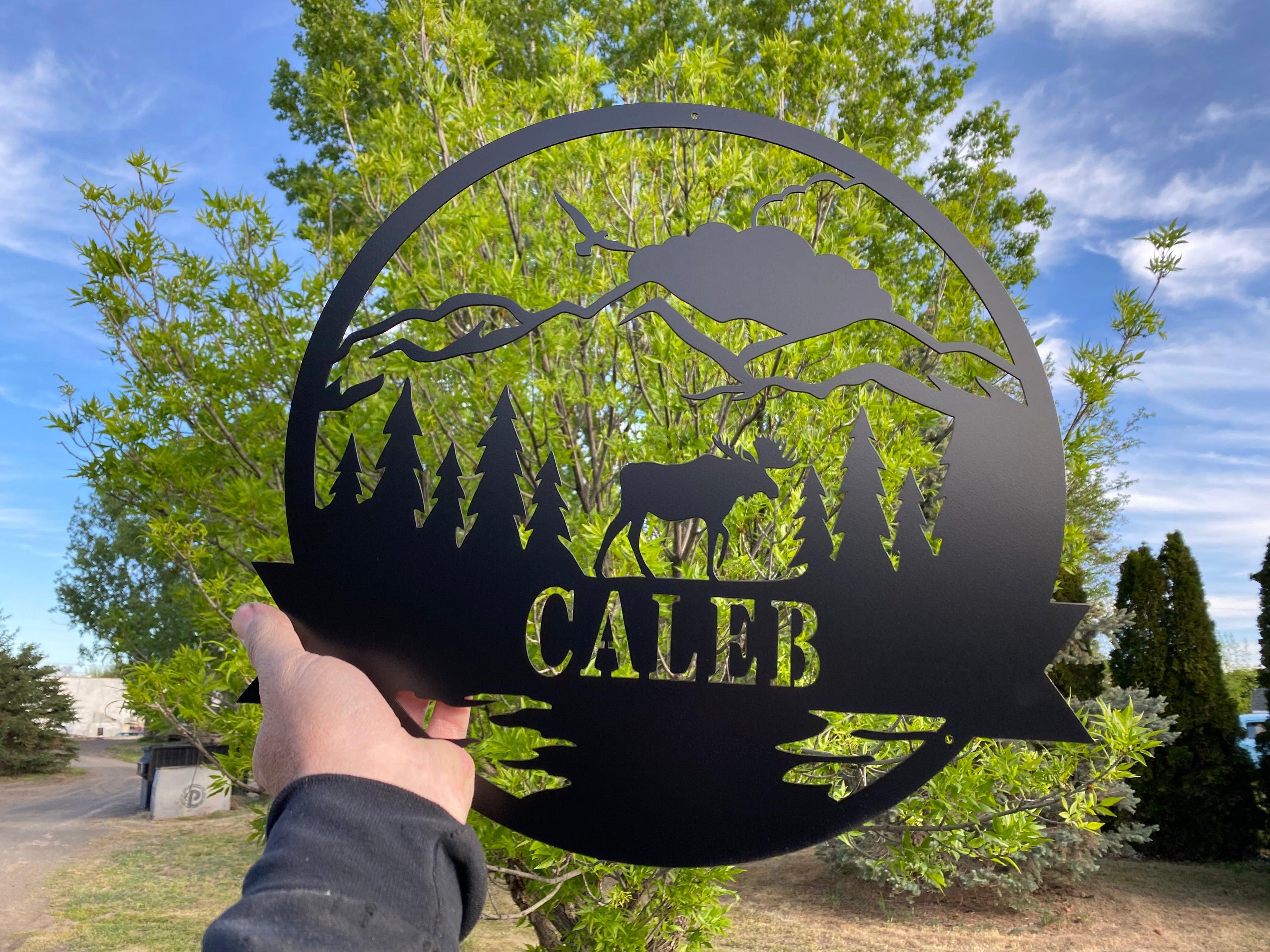 Personalized Moose Monogram Metal Sign – Rustic Cabin & Lodge Decor - RMMDecor