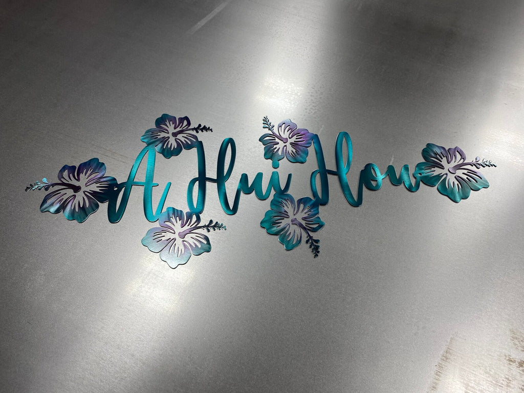 A Hui Hou Hawaiian Metal Wall Art - Until We Meet Again Sign - USA Made