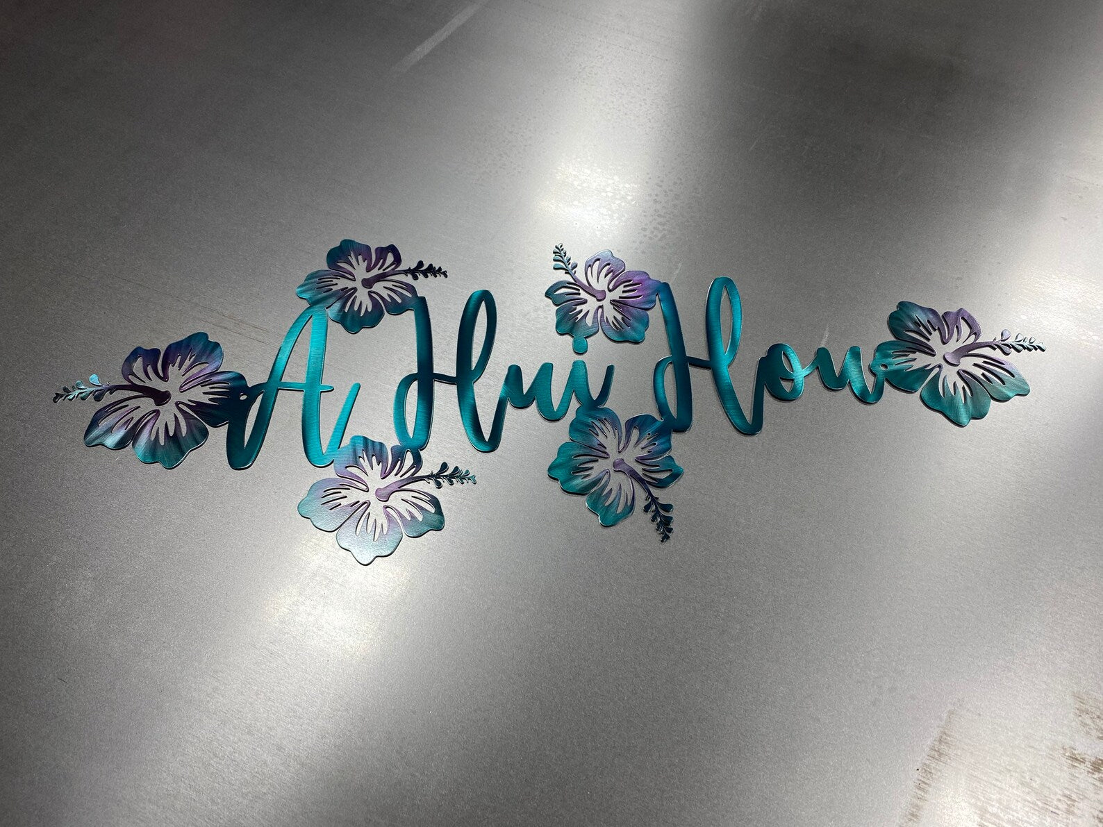 A Hui Hou Hawaiian Metal Wall Art - Until We Meet Again Sign - USA Made