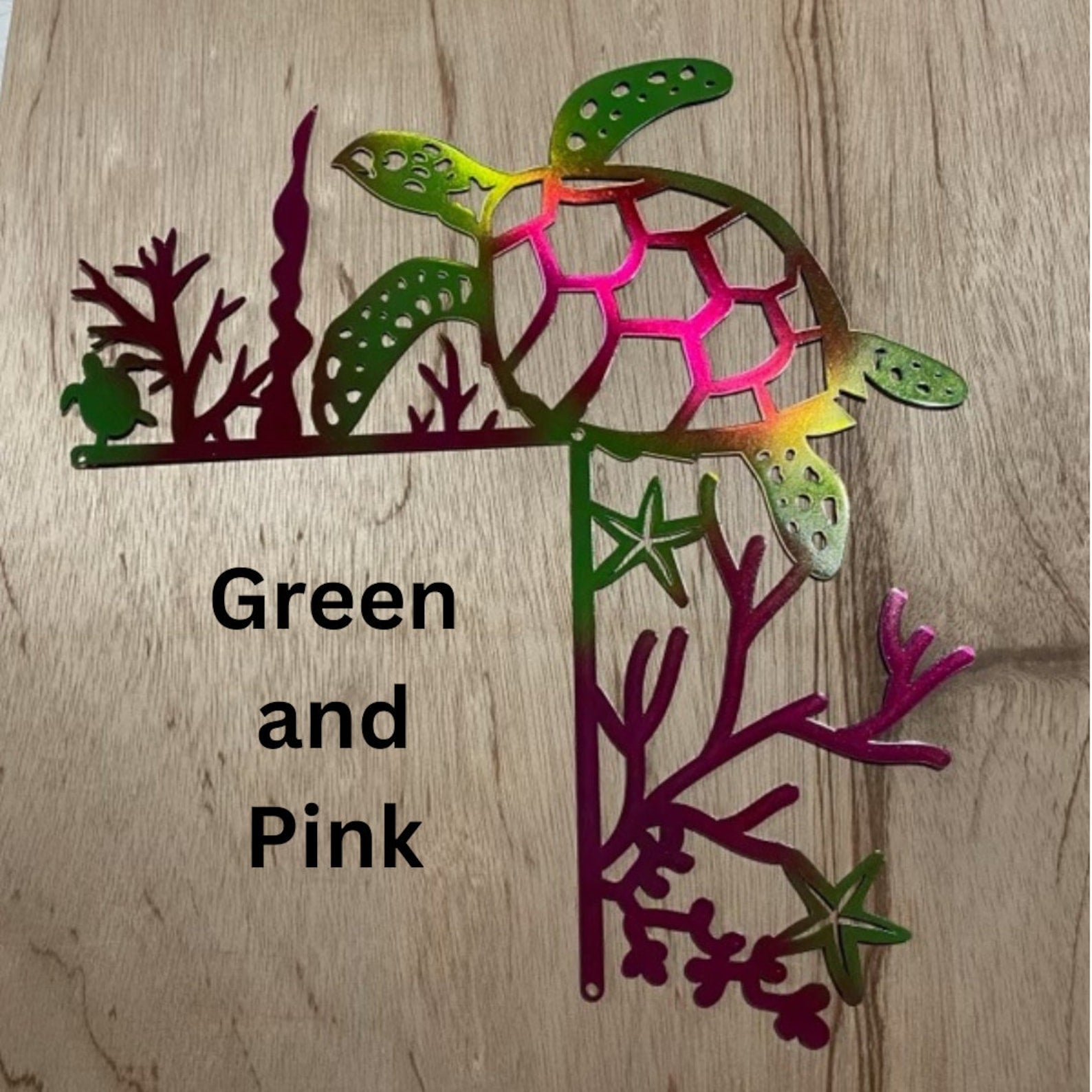 Metal Sea Turtle Door Corner Decor - Coastal Beach House Wall Art