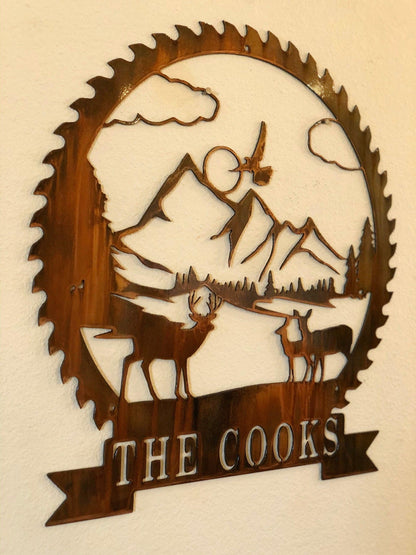 Customizable Deer Scene Metal Wall Art – Rustic Cabin & Lodge Decor - RMMDecor