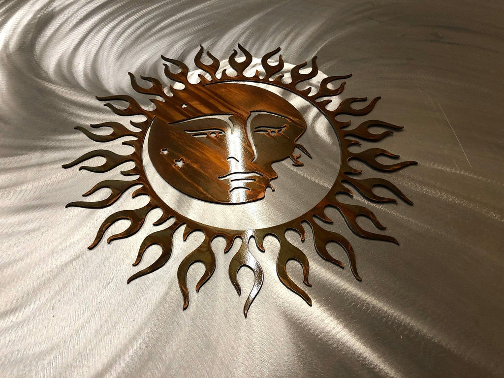 Sun & Moon Rustic Metal Wall Art – Celestial Indoor & Outdoor Decor - RMMDecor
