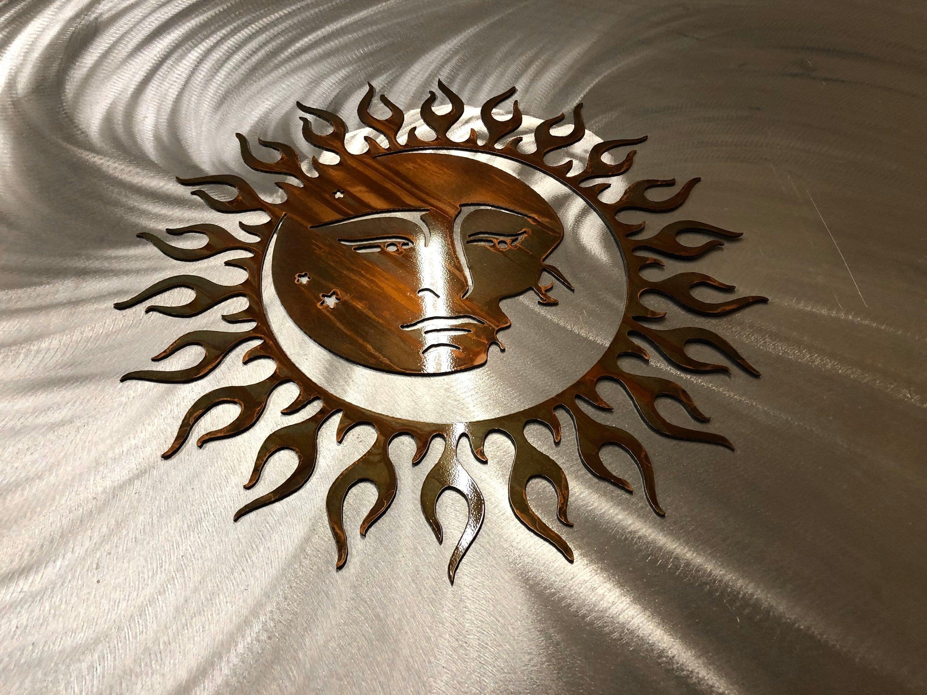 Sun & Moon Rustic Metal Wall Art – Celestial Indoor & Outdoor Decor - RMMDecor