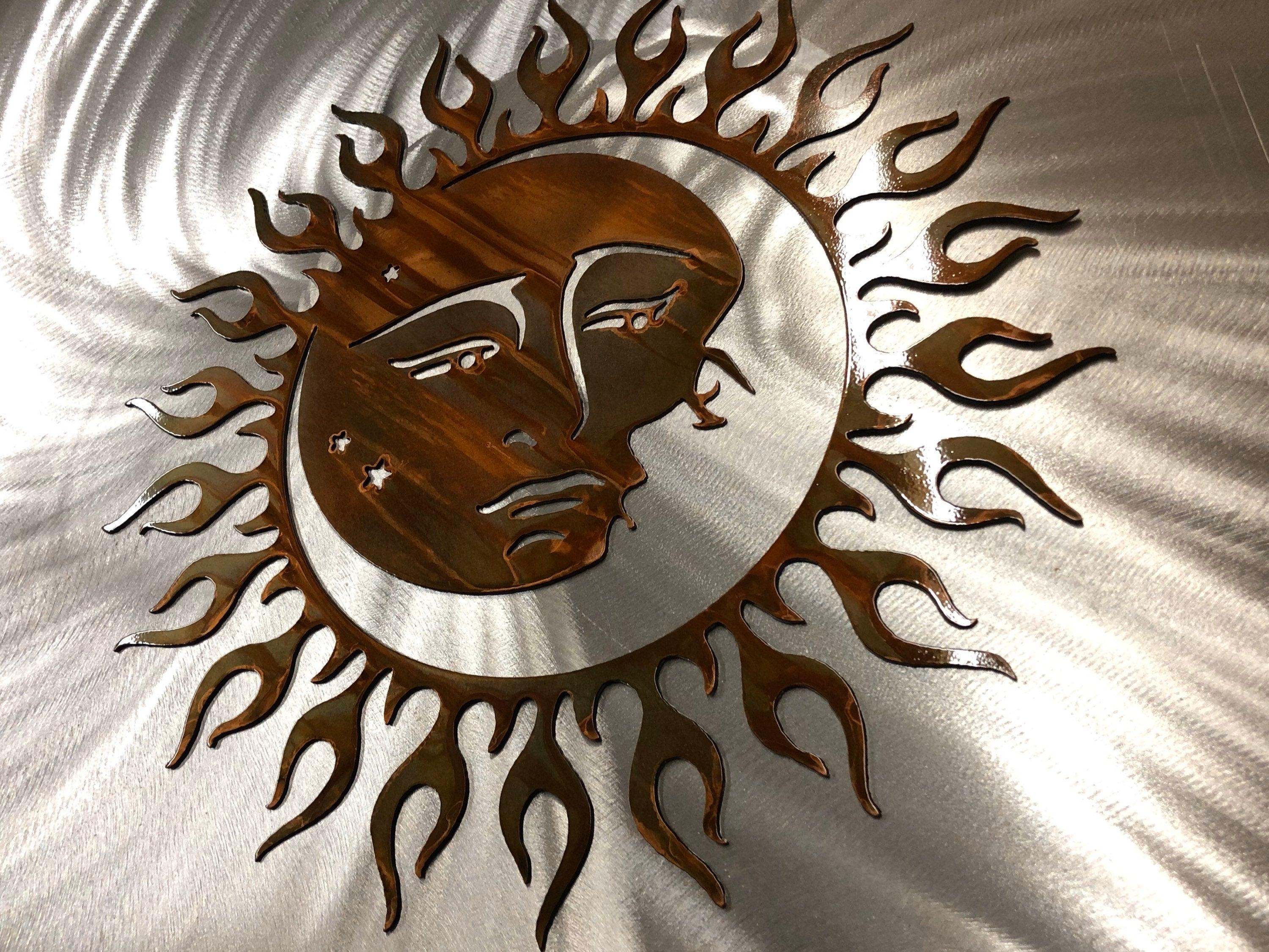 Sun & Moon Rustic Metal Wall Art – Celestial Indoor & Outdoor Decor - RMMDecor