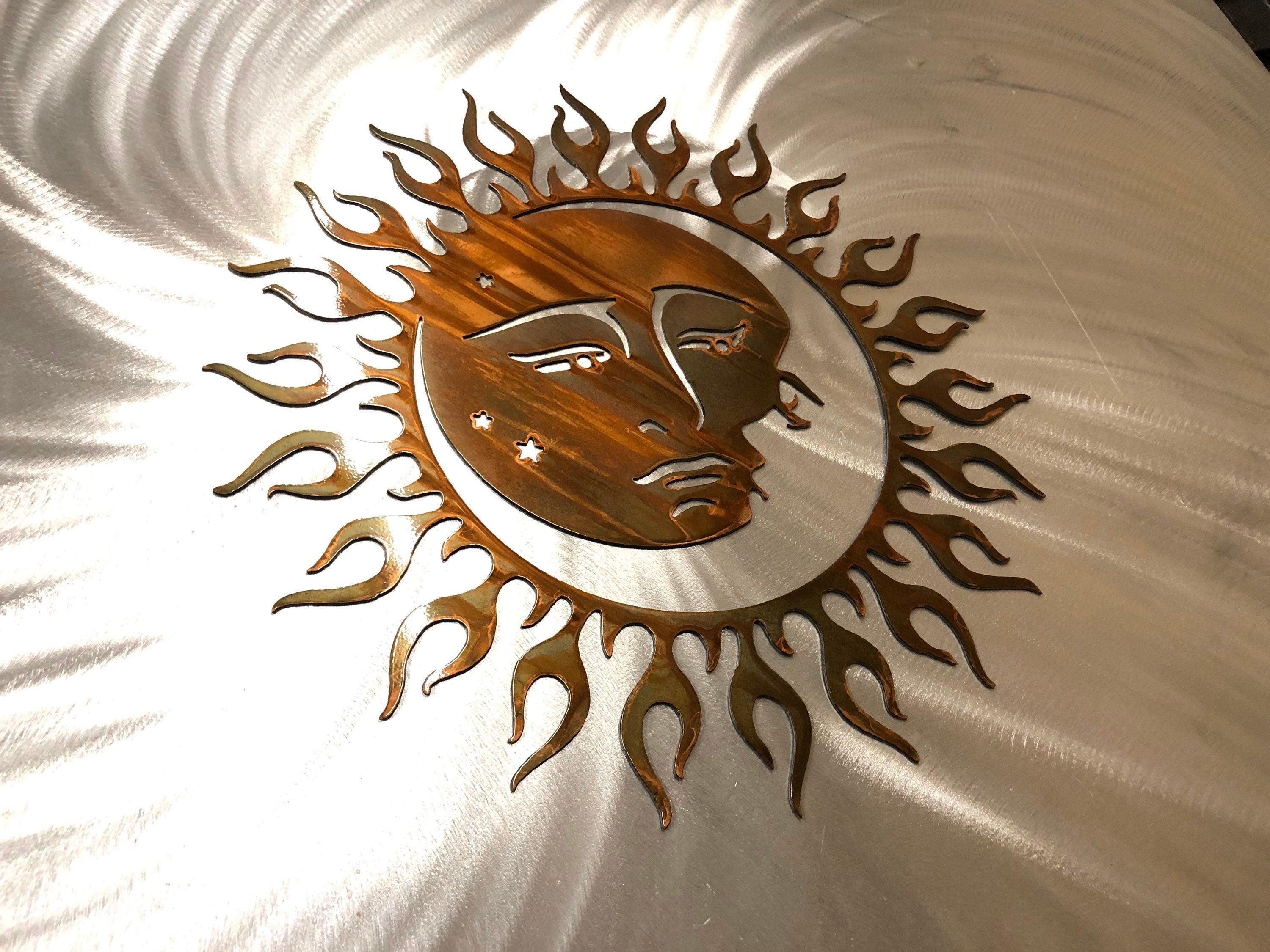 Sun & Moon Rustic Metal Wall Art – Celestial Indoor & Outdoor Decor - RMMDecor