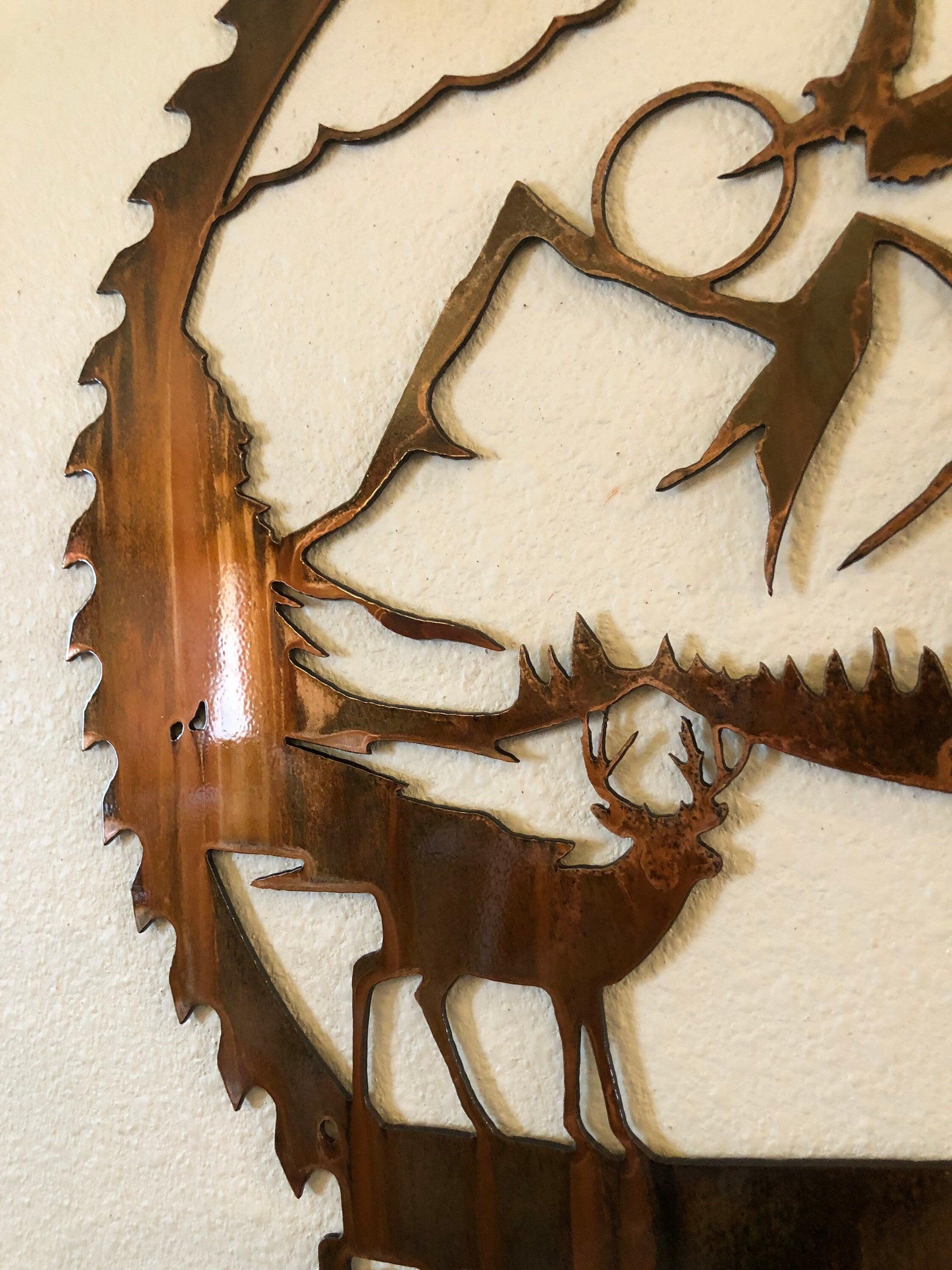 Customizable Deer Scene Metal Wall Art – Rustic Cabin & Lodge Decor - RMMDecor