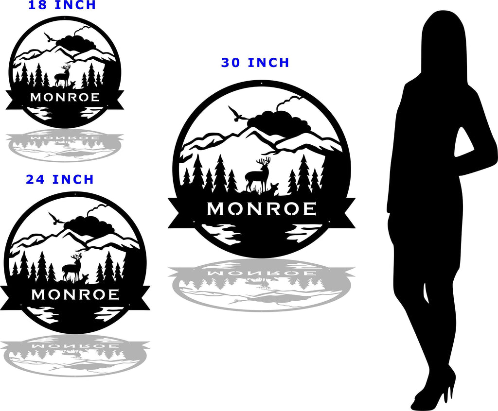 Personalized Buck & Doe Monogram – Custom Family Name Metal Wall Art - RMMDecor