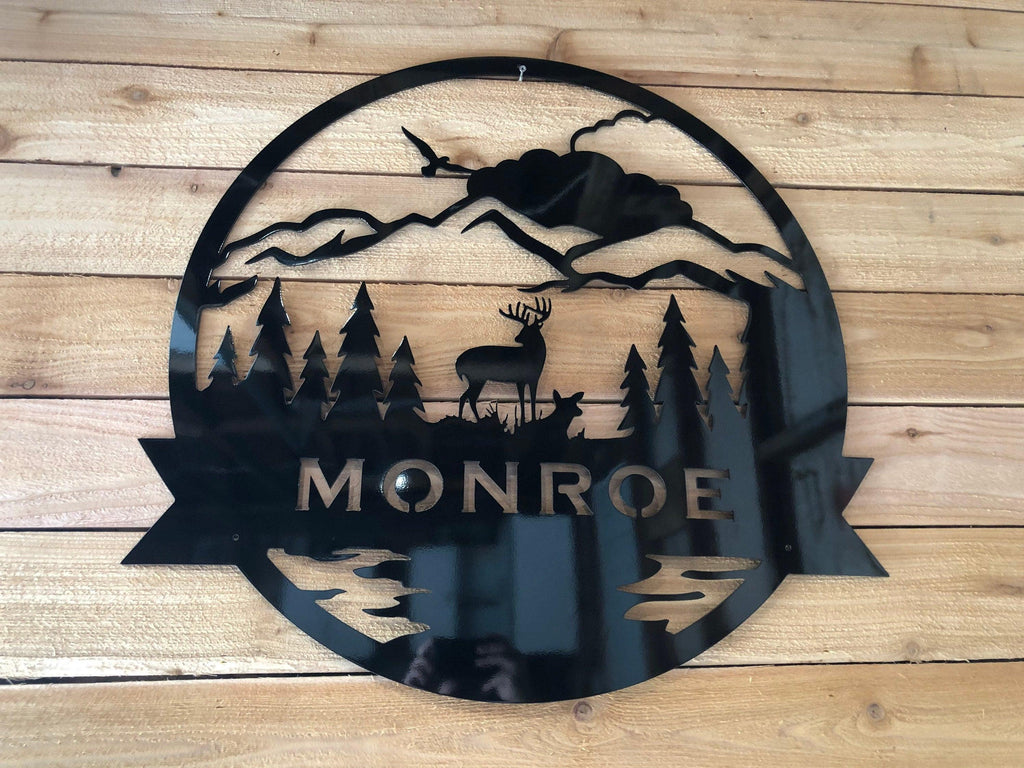 Personalized Buck & Doe Monogram – Custom Family Name Metal Wall Art - RMMDecor