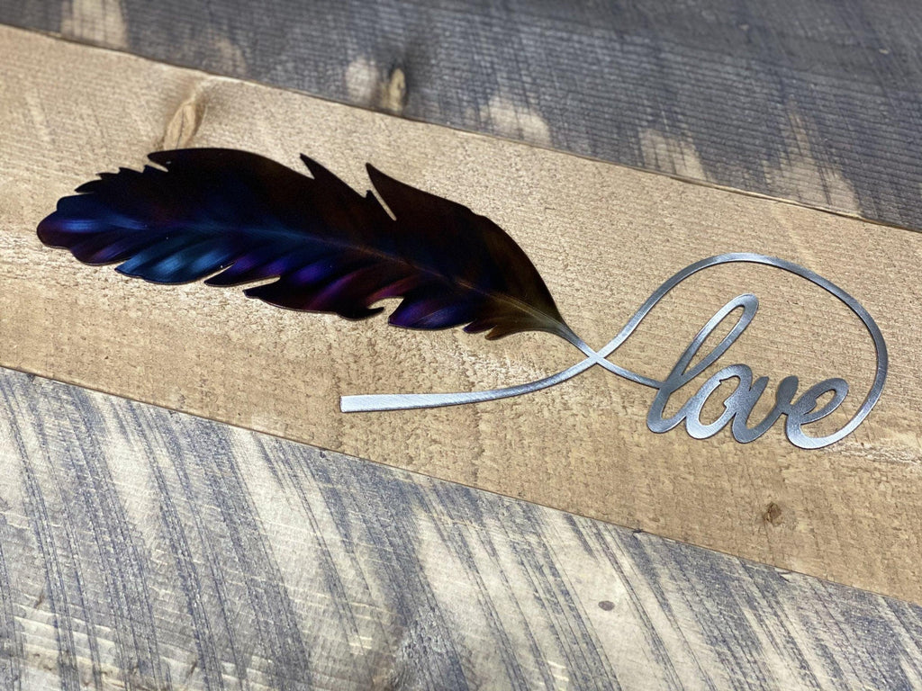 Love Feather Metal Wall Art – Elegant Rustic Home Decor - RMMDecor
