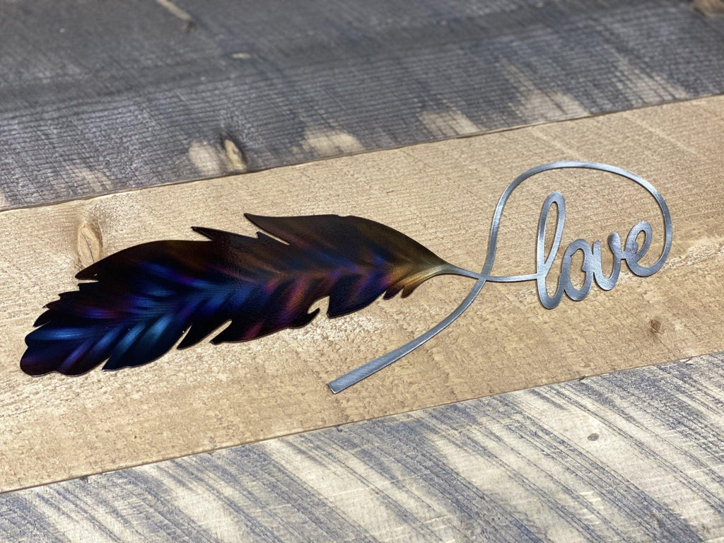Love Feather Metal Wall Art – Elegant Rustic Home Decor - RMMDecor
