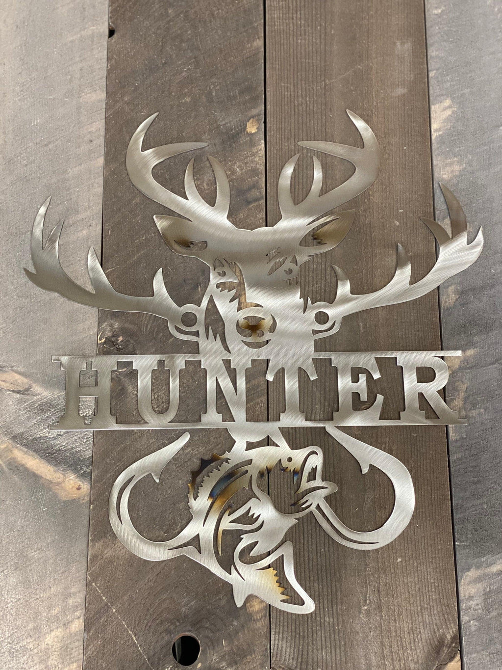 Personalized Metal Sportsman Sign – Bass Fishing & Deer Hunting Decor - RMMDecor