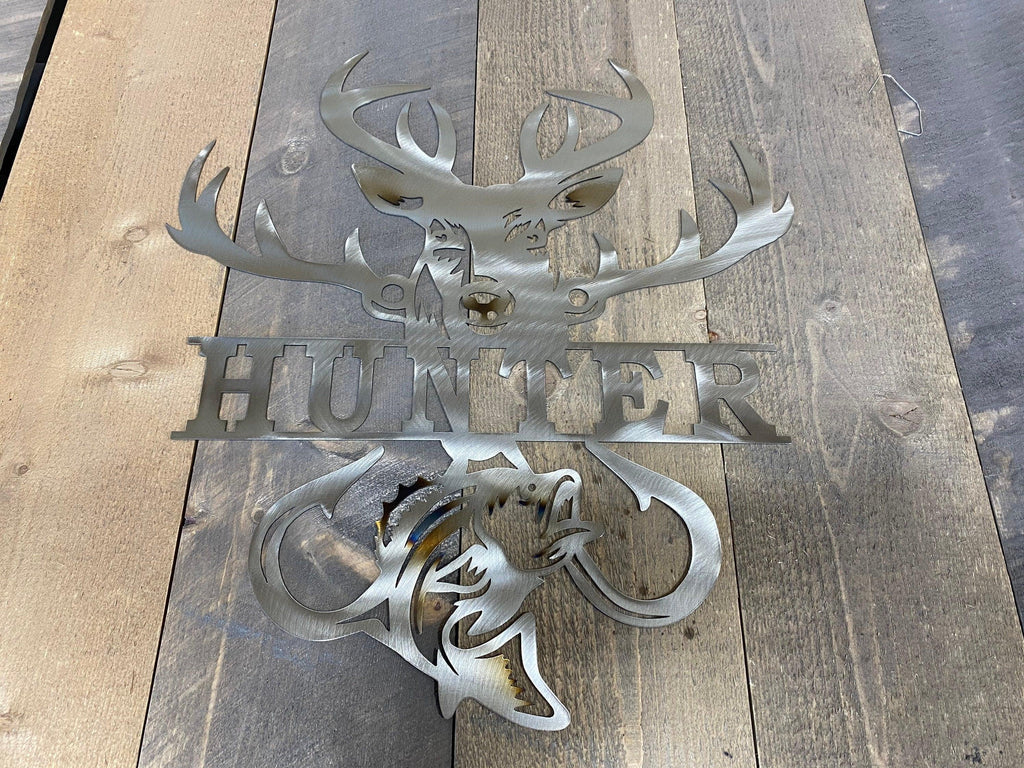 Personalized Metal Sportsman Sign – Bass Fishing & Deer Hunting Decor - RMMDecor
