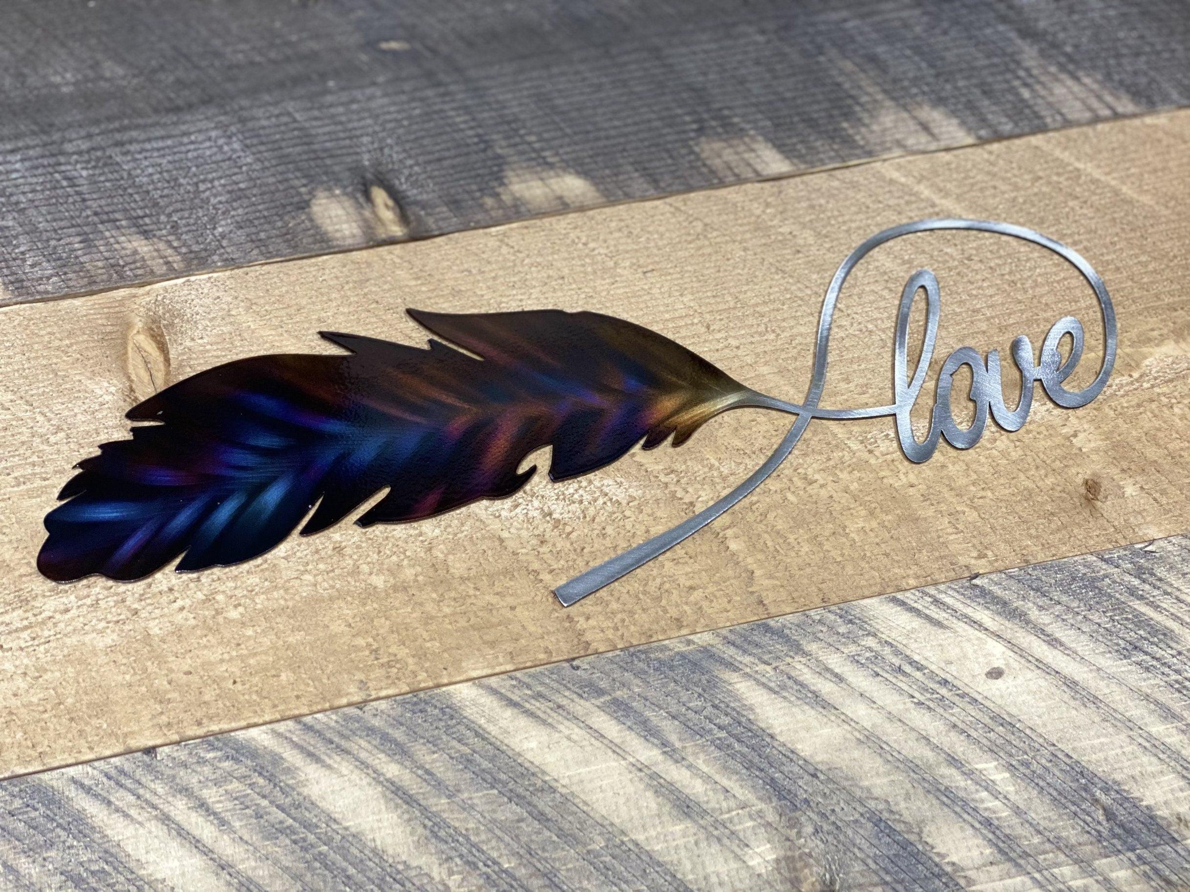 Love Feather Metal Wall Art – Elegant Rustic Home Decor - RMMDecor