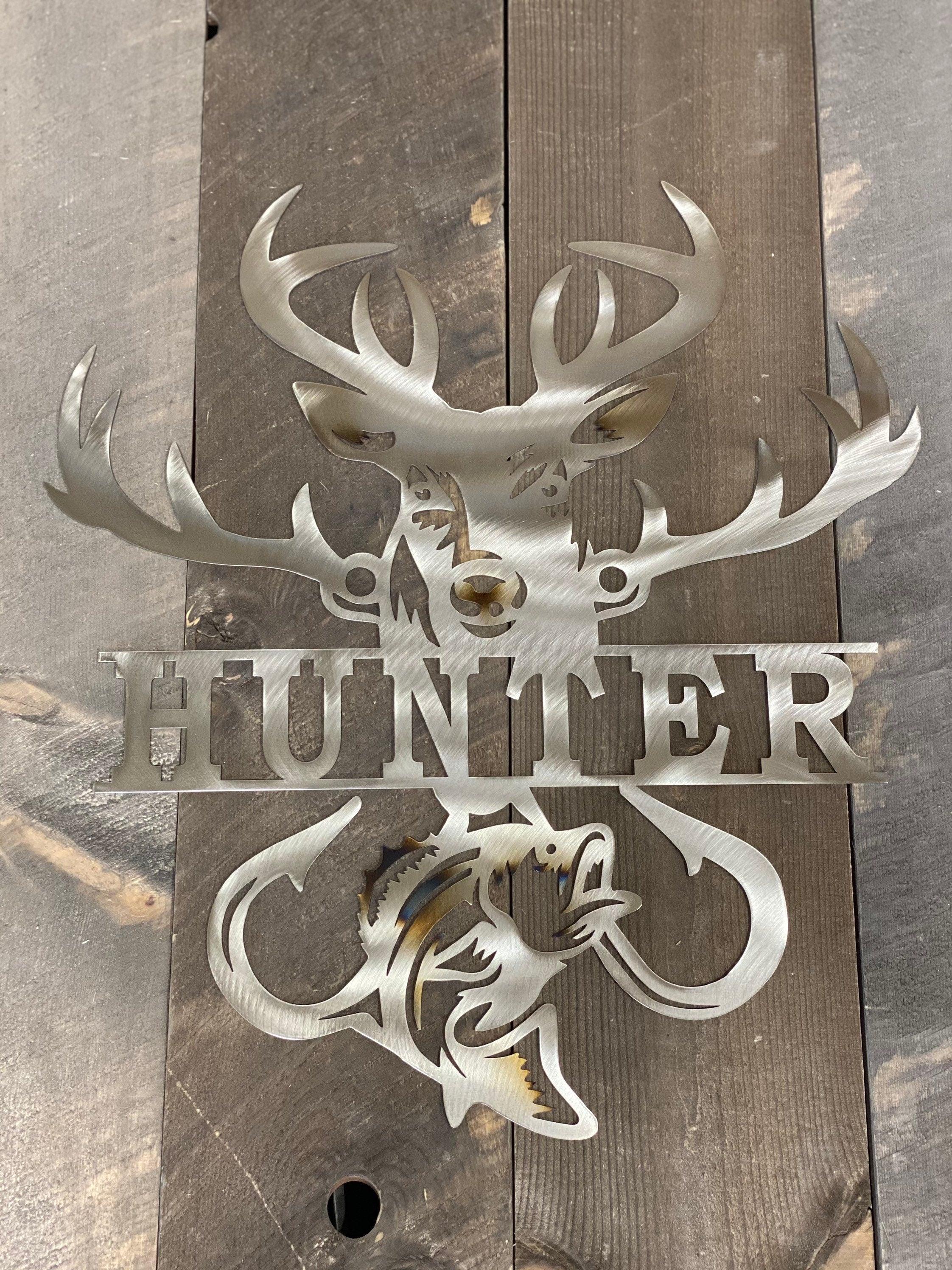 Personalized Metal Sportsman Sign – Bass Fishing & Deer Hunting Decor - RMMDecor
