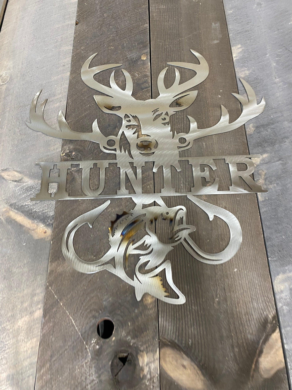 Personalized Metal Sportsman Sign – Bass Fishing & Deer Hunting Decor - RMMDecor