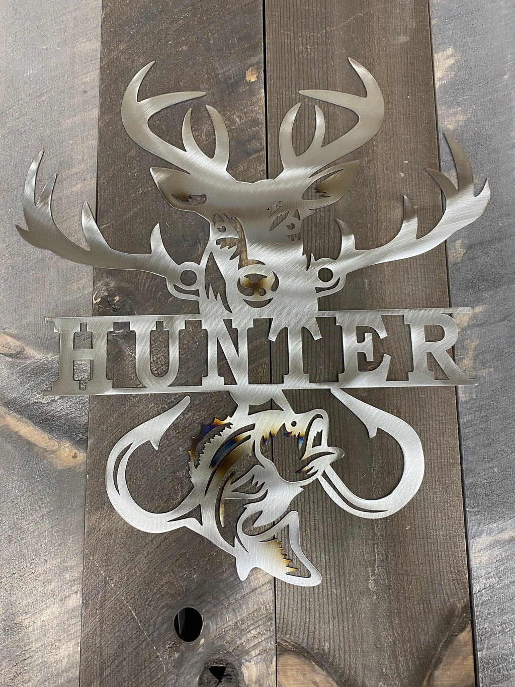Personalized Metal Sportsman Sign – Bass Fishing & Deer Hunting Decor - RMMDecor