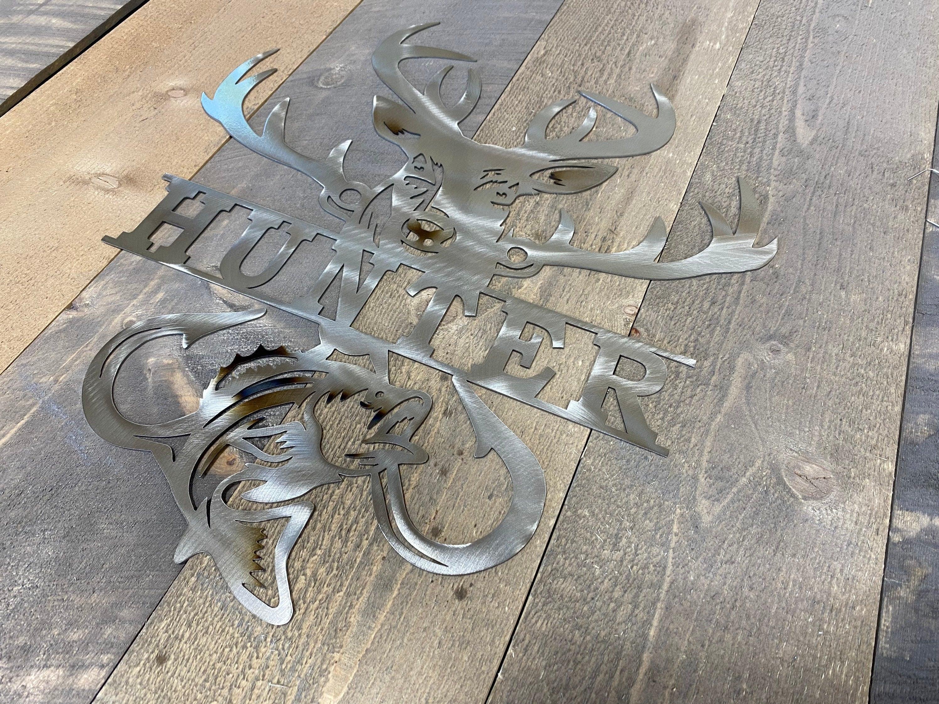 Personalized Metal Sportsman Sign – Bass Fishing & Deer Hunting Decor - RMMDecor