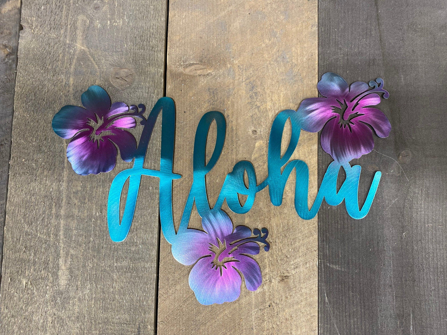 'Aloha' Hibiscus Metal Wall Art – Coastal & Beach-Themed Decor - RMMDecor