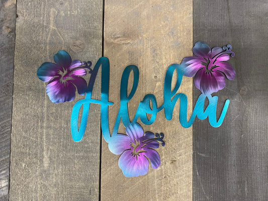 'Aloha' Hibiscus Metal Wall Art – Coastal & Beach-Themed Decor - RMMDecor