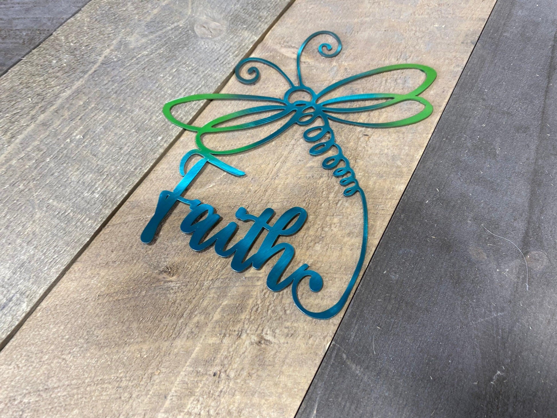 Whimsical Metal Faith Dragonfly Wall Art - RMMDecor