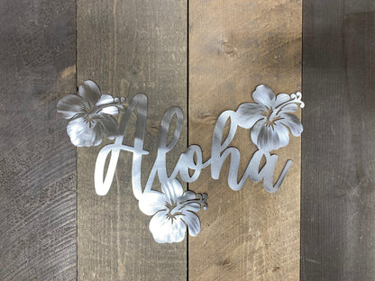 'Aloha' Hibiscus Metal Wall Art – Coastal & Beach-Themed Decor - RMMDecor