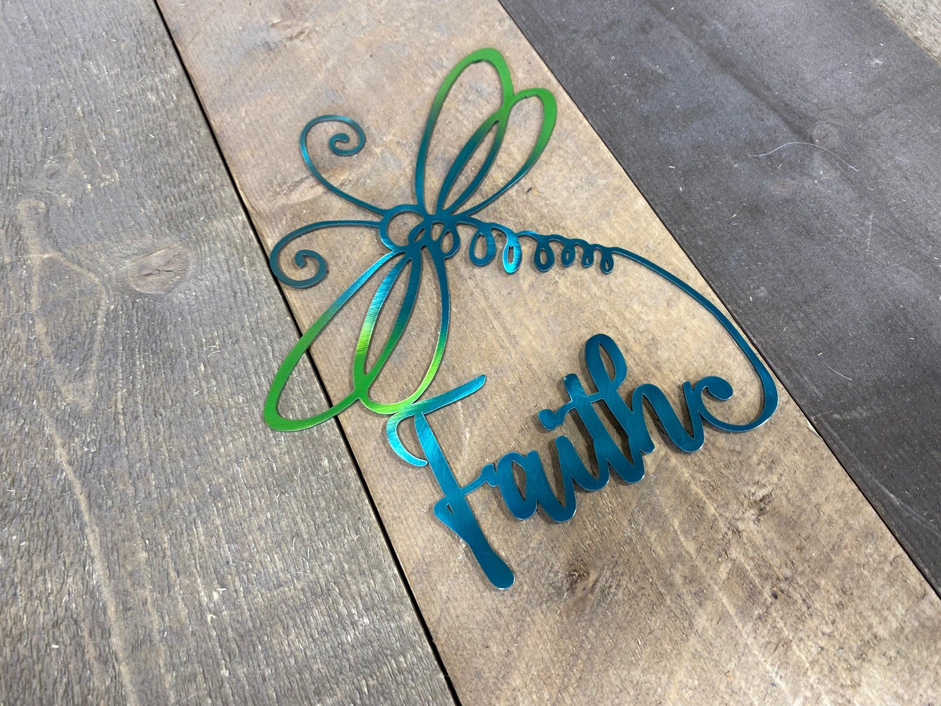 Whimsical Metal Faith Dragonfly Wall Art - RMMDecor