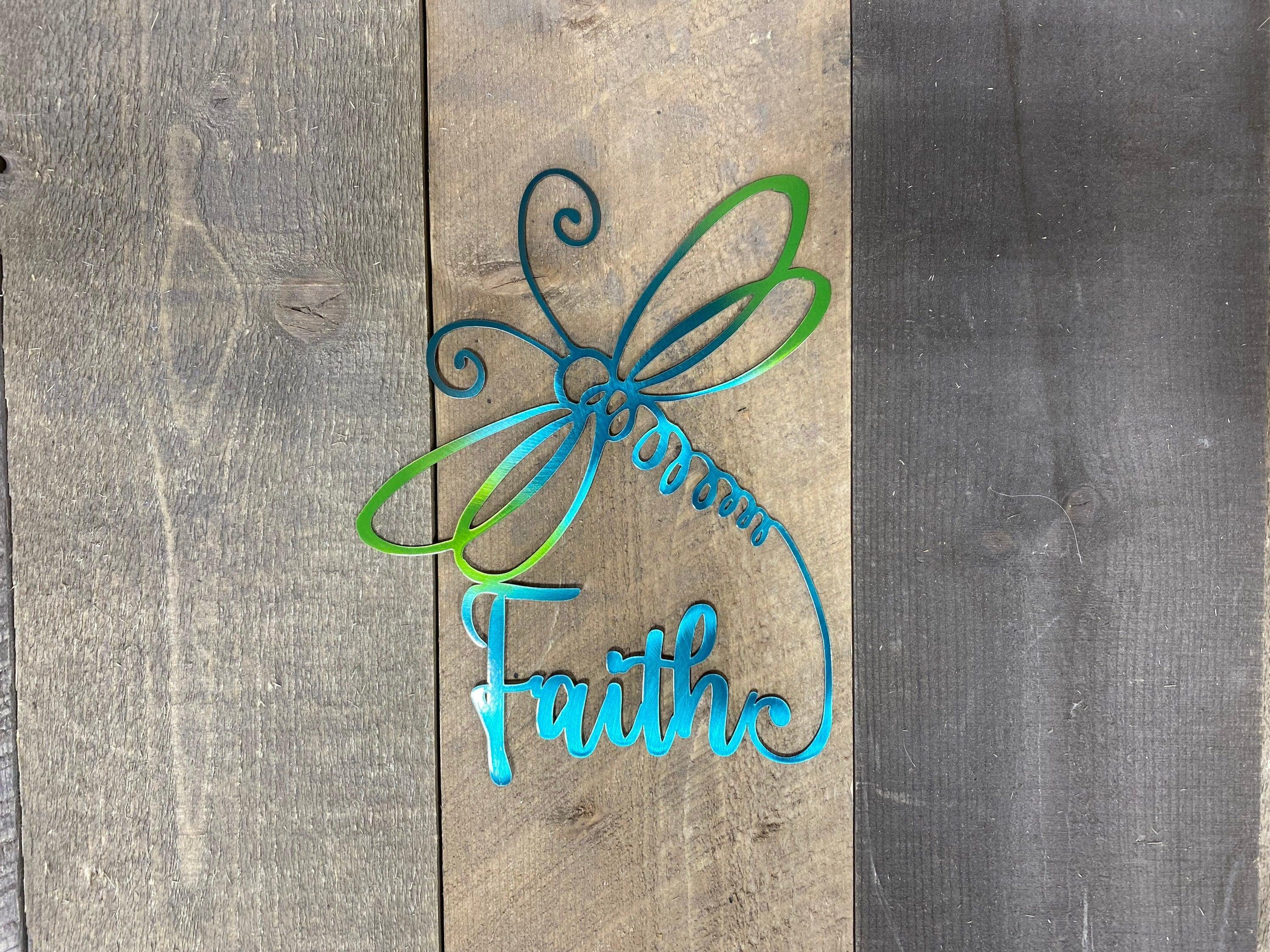 Whimsical Metal Faith Dragonfly Wall Art - RMMDecor