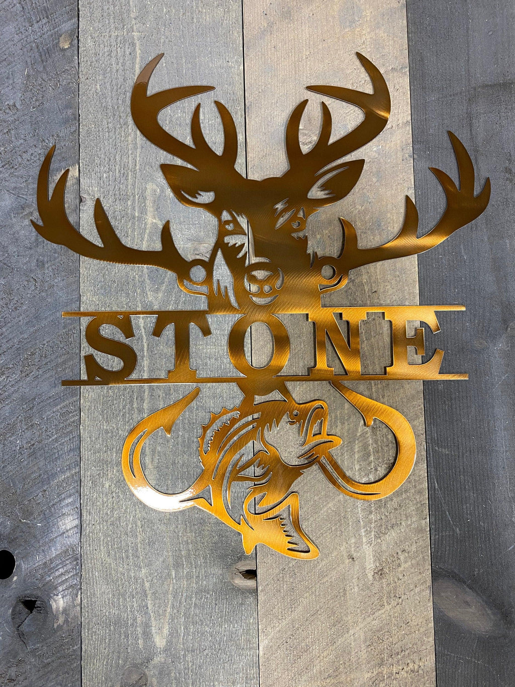 Personalized Metal Sportsman Sign – Bass Fishing & Deer Hunting Decor - RMMDecor
