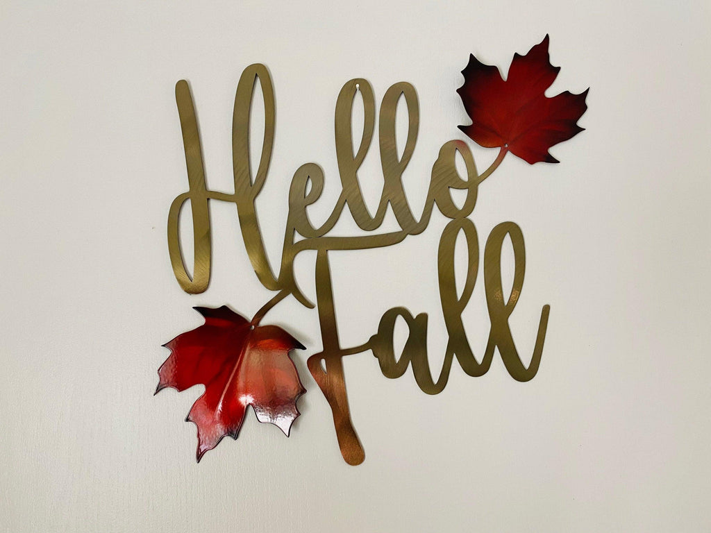 Hello Fall Metal Wall Art – Rustic Autumn Decor for Home & Porch - RMMDecor