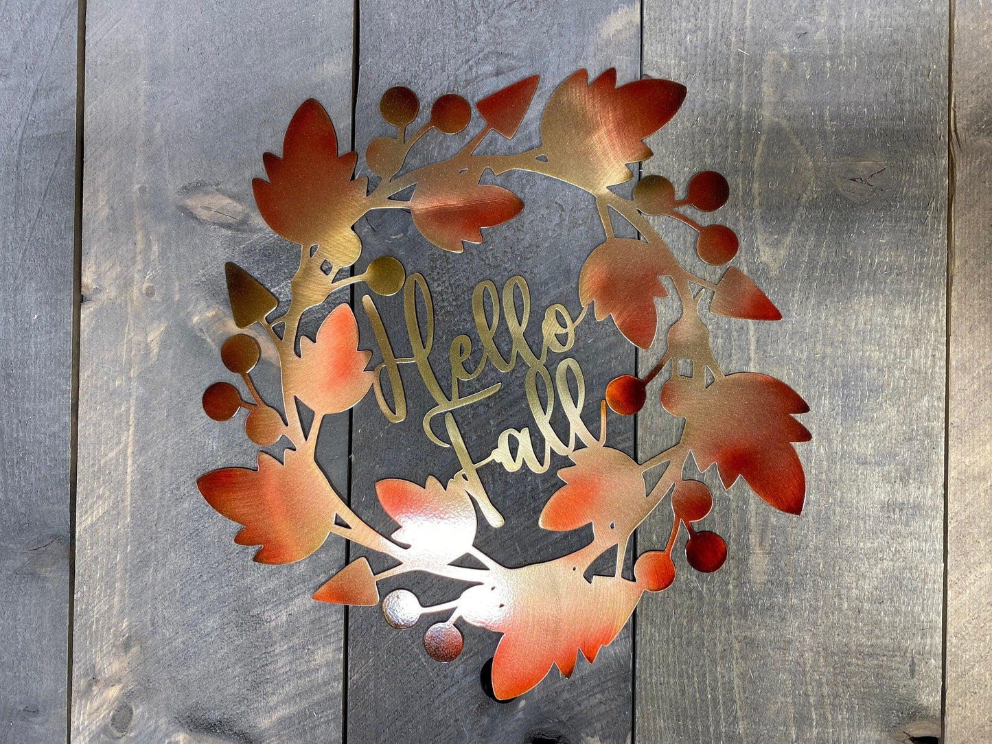 Hello Fall Metal Wall Art – Rustic Autumn Home & Porch Decor - RMMDecor