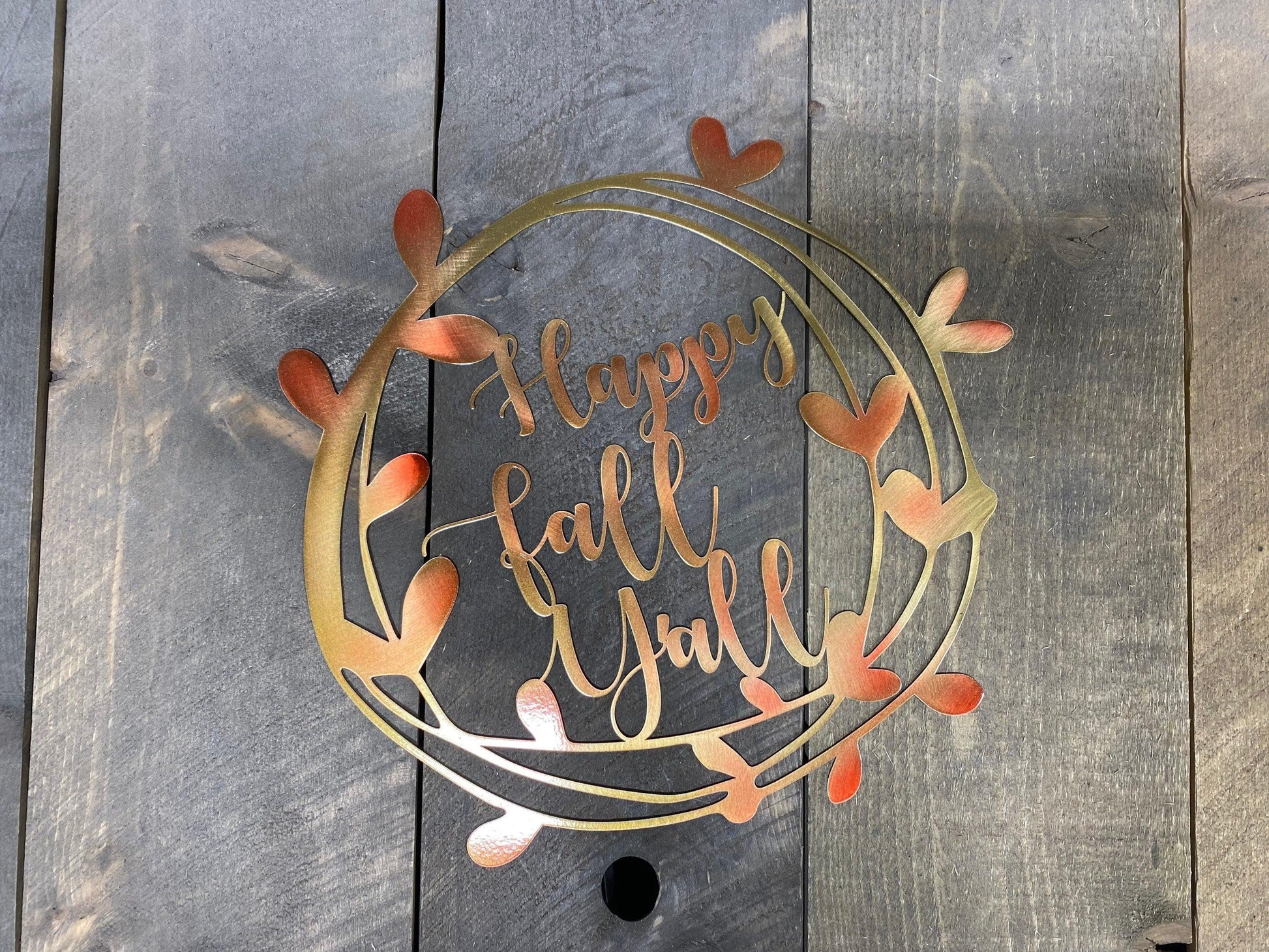 Happy Fall Y’all Metal Wall Art – Rustic Autumn Decor - RMMDecor