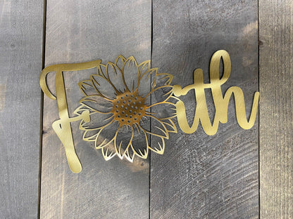 Faith Sunflower Metal Wall Art – Inspirational Home & Garden Decor - RMMDecor