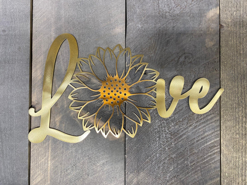Love Sunflower Metal Wall Art – Rustic Home & Garden Decor - RMMDecor