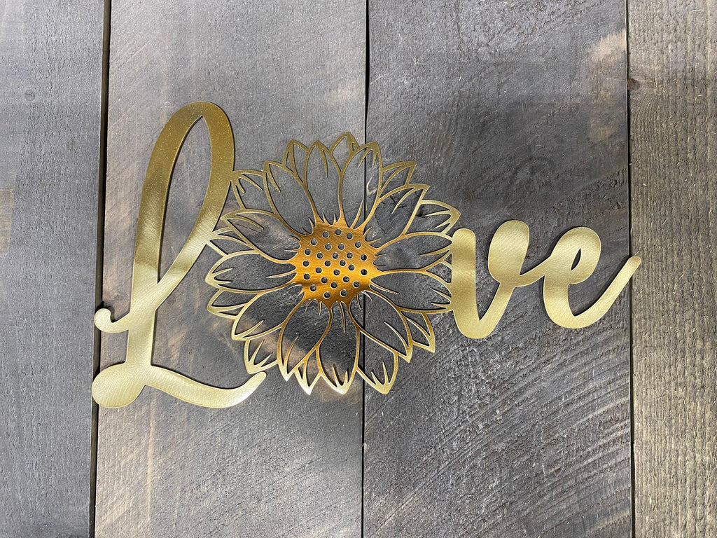 Love Sunflower Metal Wall Art – Rustic Home & Garden Decor - RMMDecor