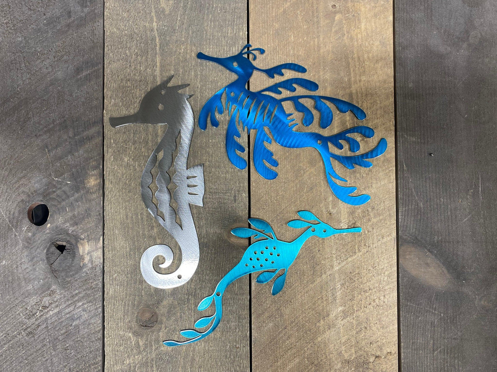 Seahorse Metal Wall Art Set – Coastal & Beach House Decor (Set of 3) - RMMDecor