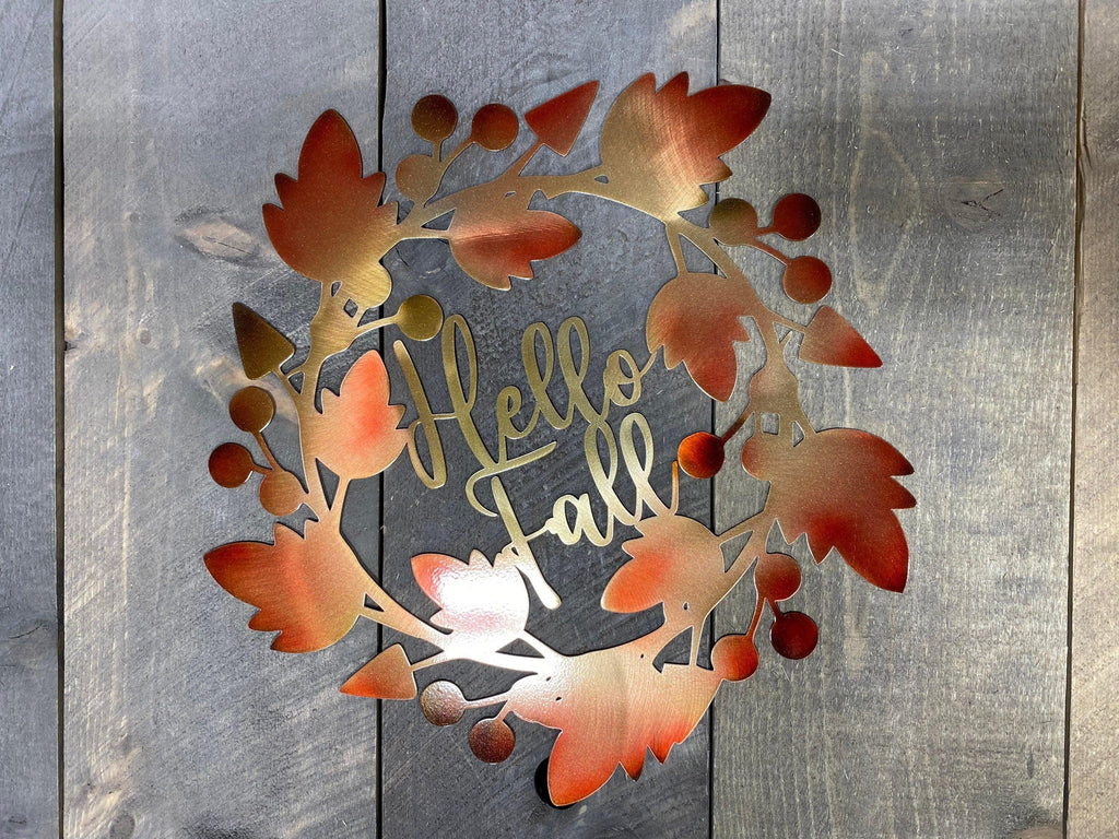 Hello Fall Metal Wall Art – Rustic Autumn Home & Porch Decor - RMMDecor