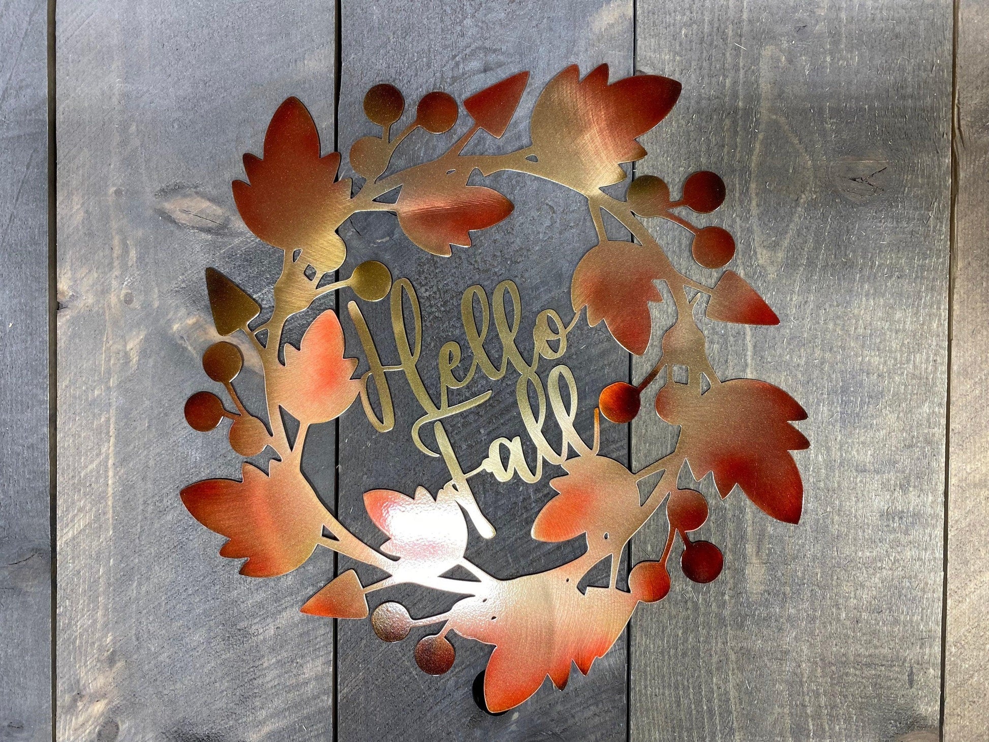 Hello Fall Metal Wall Art – Rustic Autumn Home & Porch Decor - RMMDecor