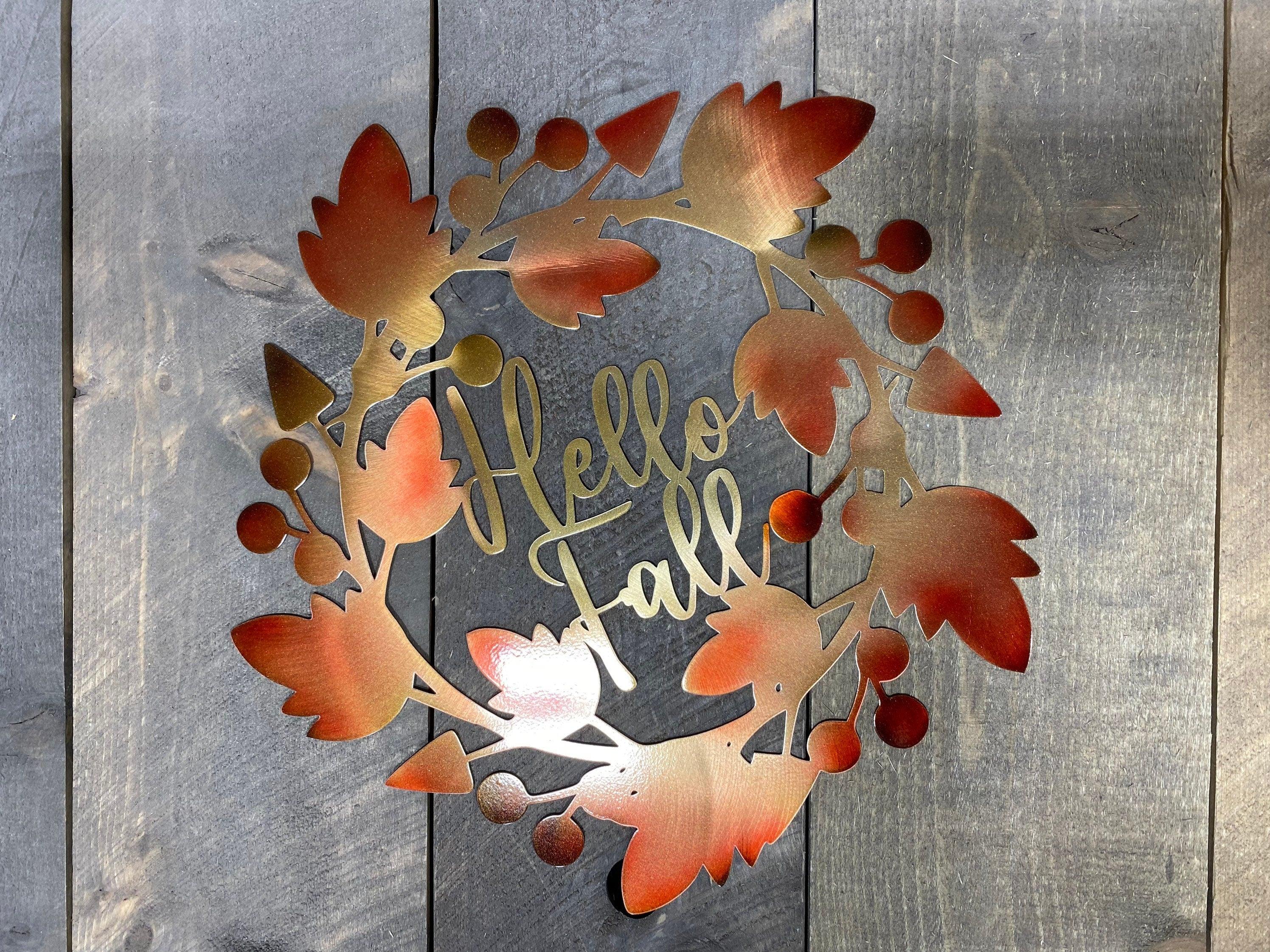 Hello Fall Metal Wall Art – Rustic Autumn Home & Porch Decor - RMMDecor